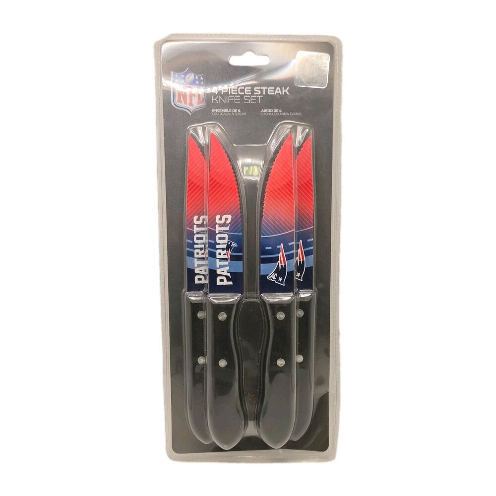 NFL New England Patriots 10" Steak Knife Set 4 Piece Serrated Kitchen Cutlery